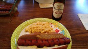 Costco Hot dog, Slow Cooker Mac & Cheese and a Yuengling
